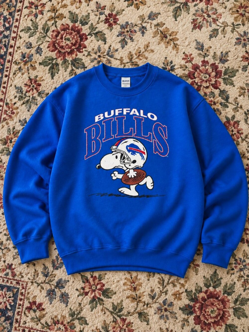 Peanuts Snoopy Buffalo Bills Football Graphic Crewneck Sweatshirt